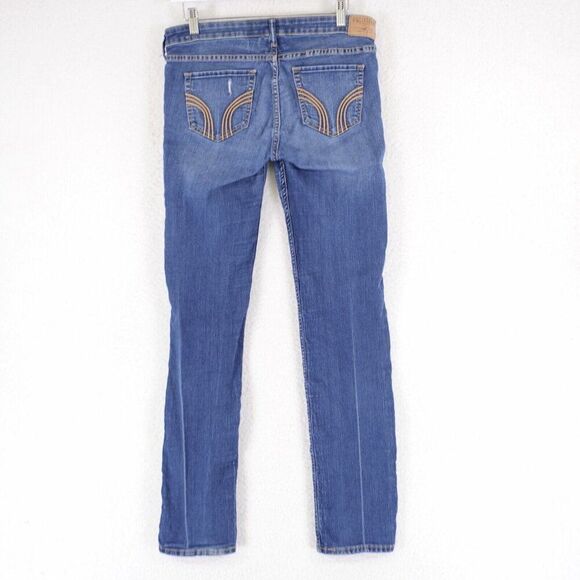Hollister Blue Denim Whiskering Denim Skinny Jeans 7R 31/32‎ Low Rise Tag 28/32 - Picture 5 of 9